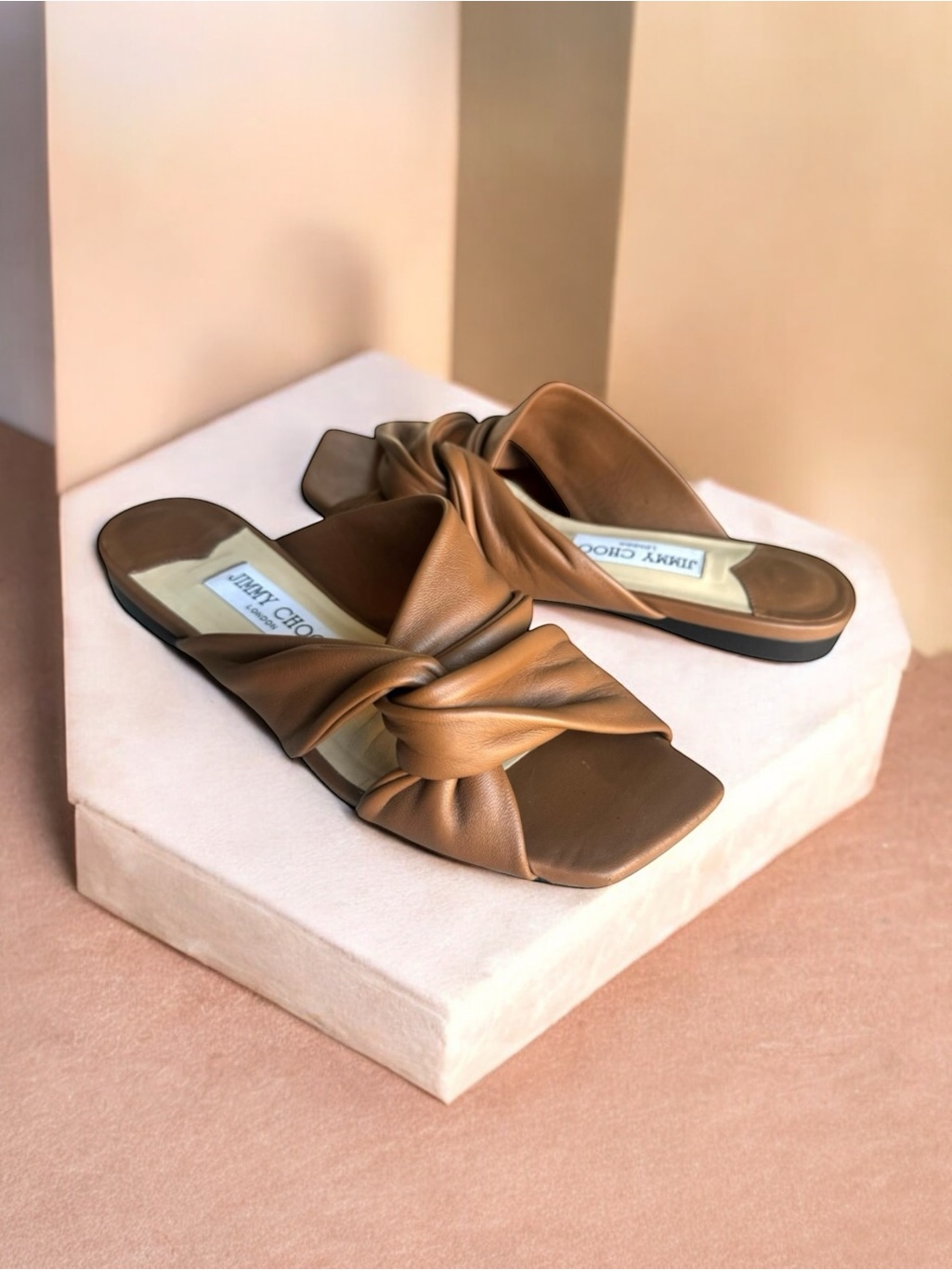 Jimmy Choo Narisa Sandals Tan Nappa Leather